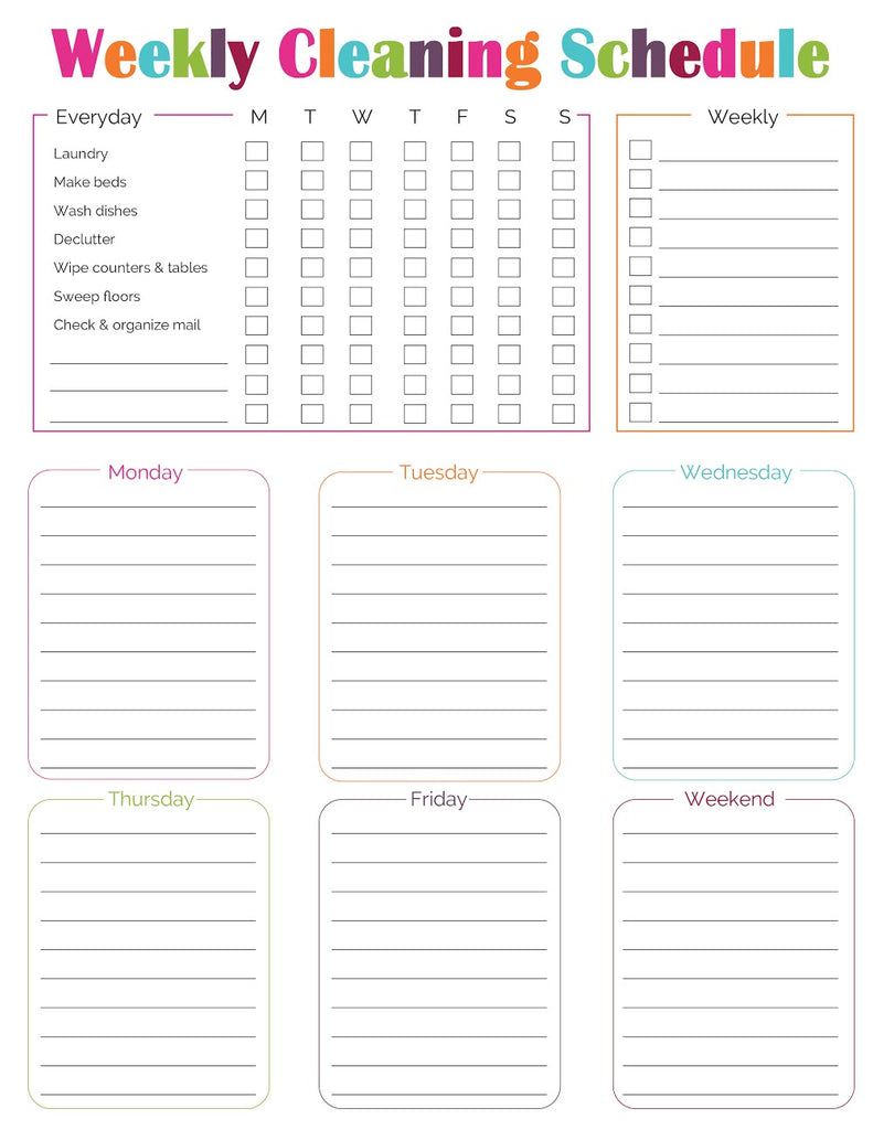 work daily weekly monthly cleaning schedule template