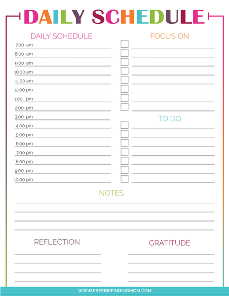 Daily Hourly Schedule Template – Freebie Finding Mom