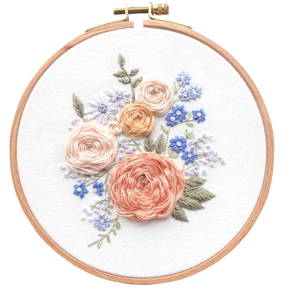 Bouquet Embroidery Patterns, Full Set of Hand-Made Stamped Embroidery Kits,  Cross Stitch Kits for Beginners (Floral)