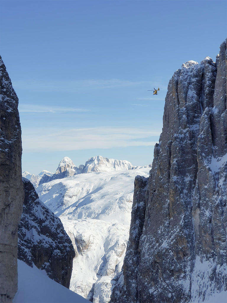 Helicopter flying out with the lucky guy from Val di Strut