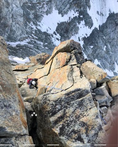 tamara nef on her way to aiguille de la tsa in the swiss alps