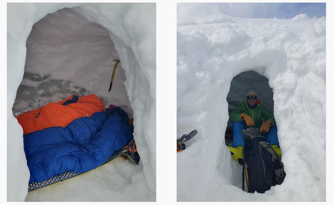 construction d'un igloo au col du bisjoch avant d'aller au sommet du weisshorn