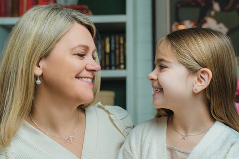 Mother & Daughter connected heart necklace