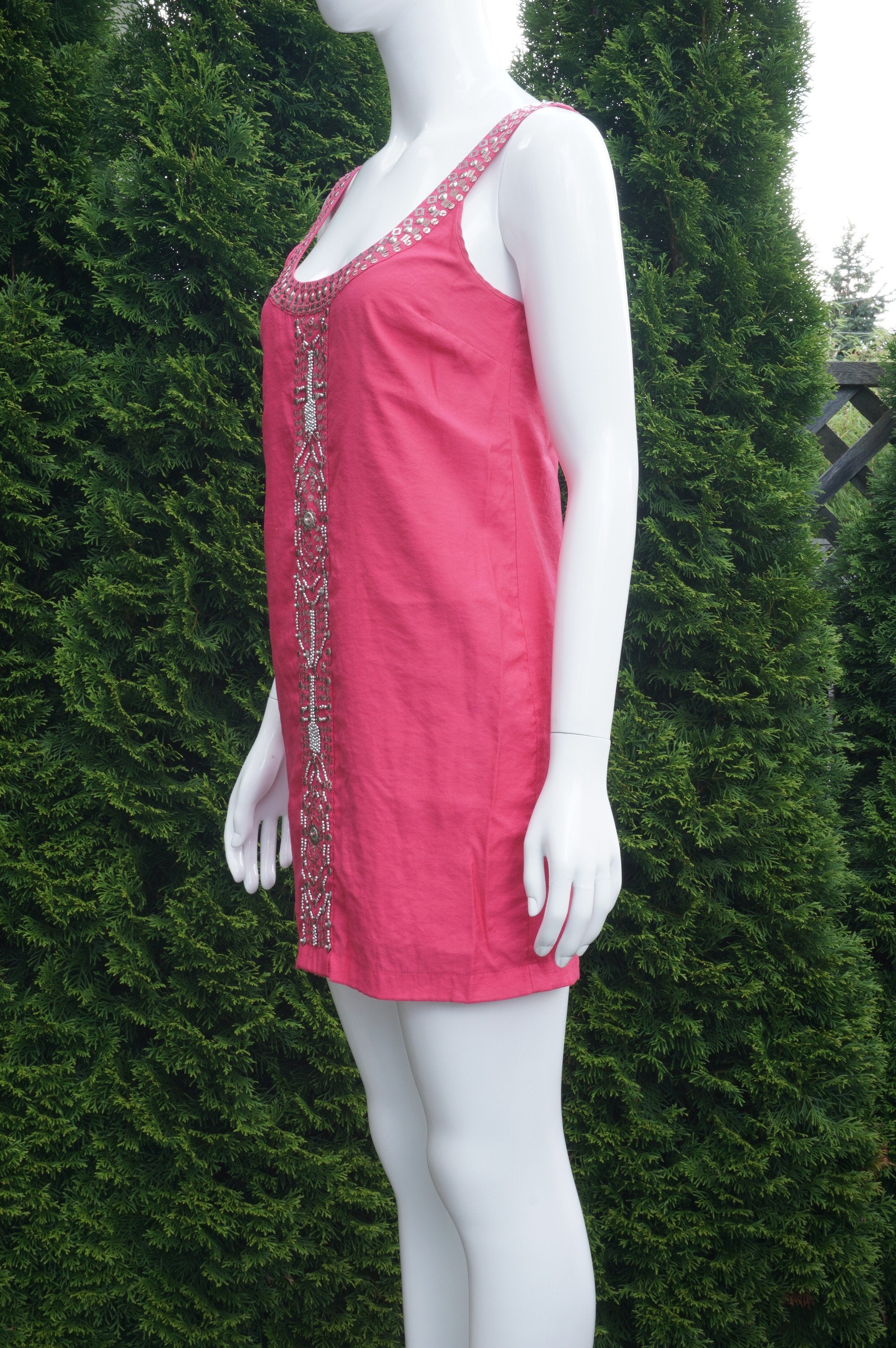 Bebe Pink Sleeveless Shift Dress With Embroidery Elli Share