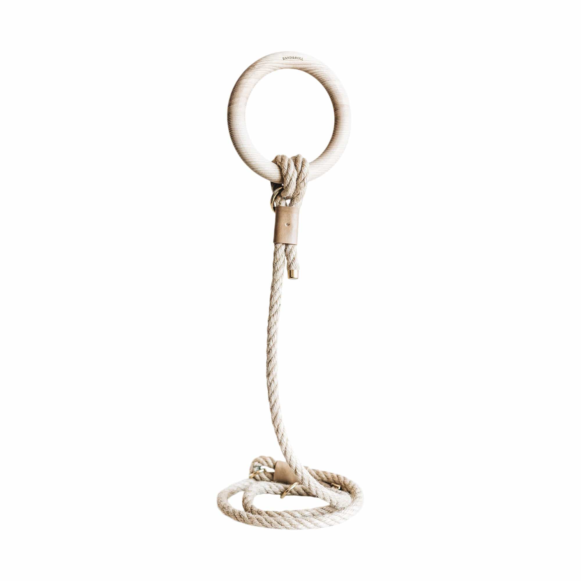 Ash Rope Leash with Wooden Ring Handle