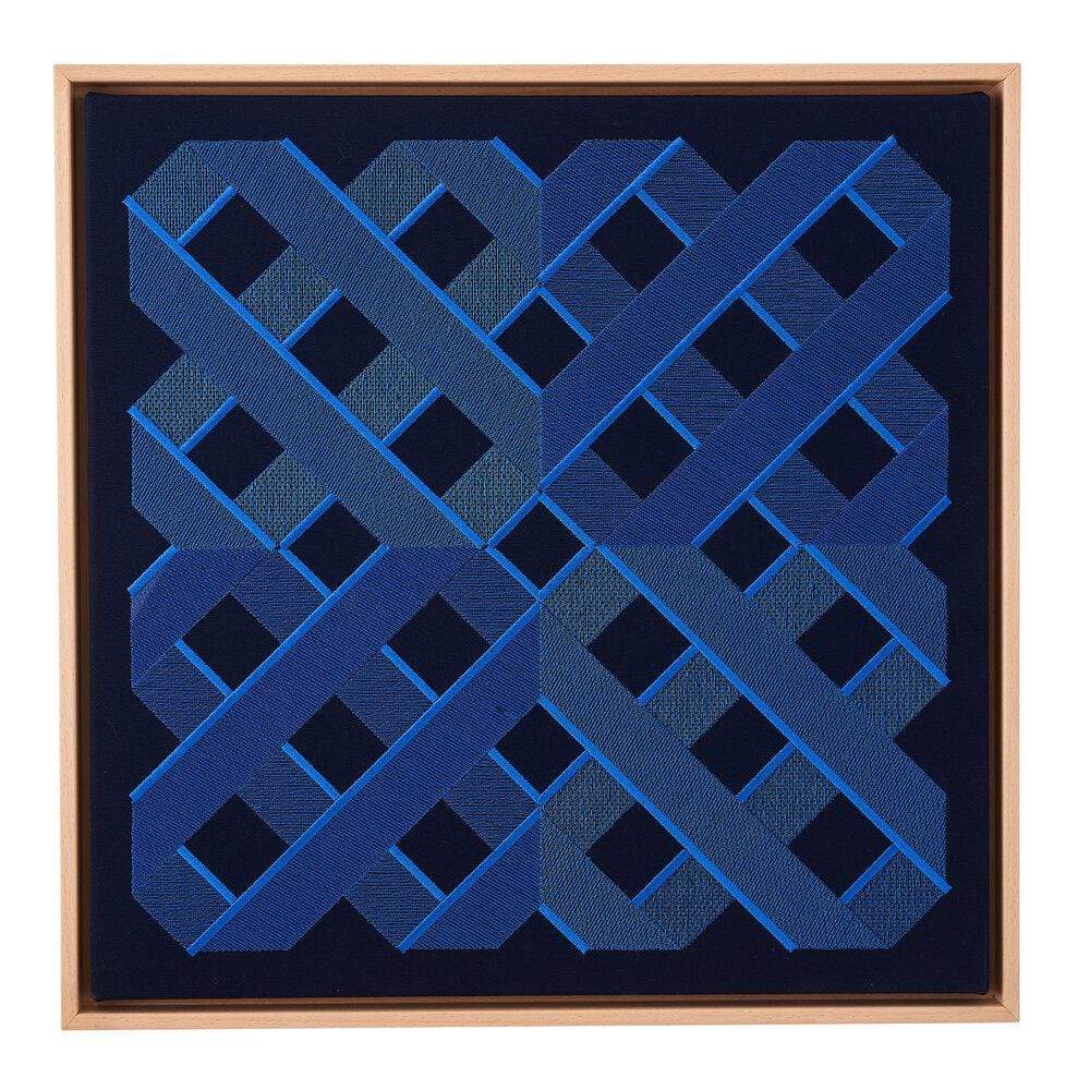 Blue Floating Framed Textile Artwork 4X001