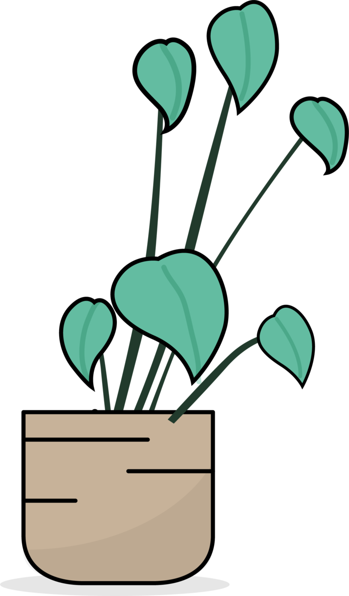 Grafik einer Pflanze mit Schrägwuchs nach rechts