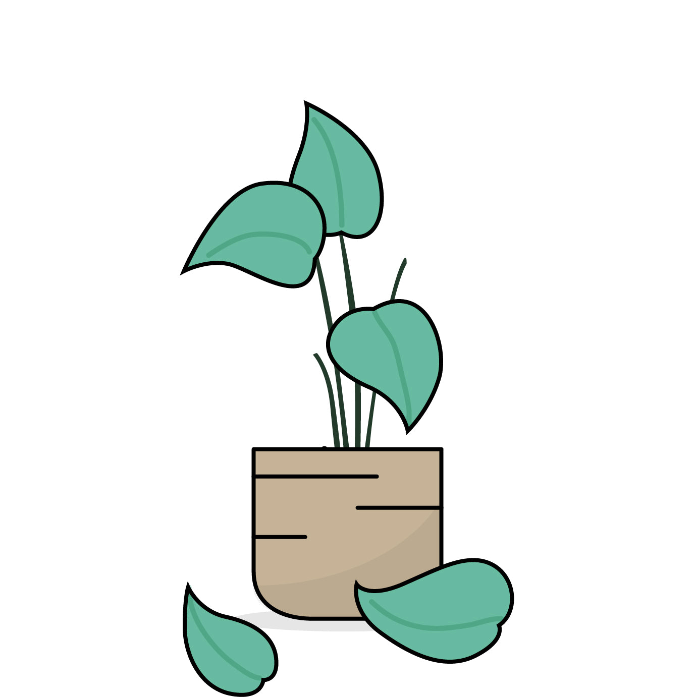 Grafische Darstellung einer Pflanze mit fallenden Blättern