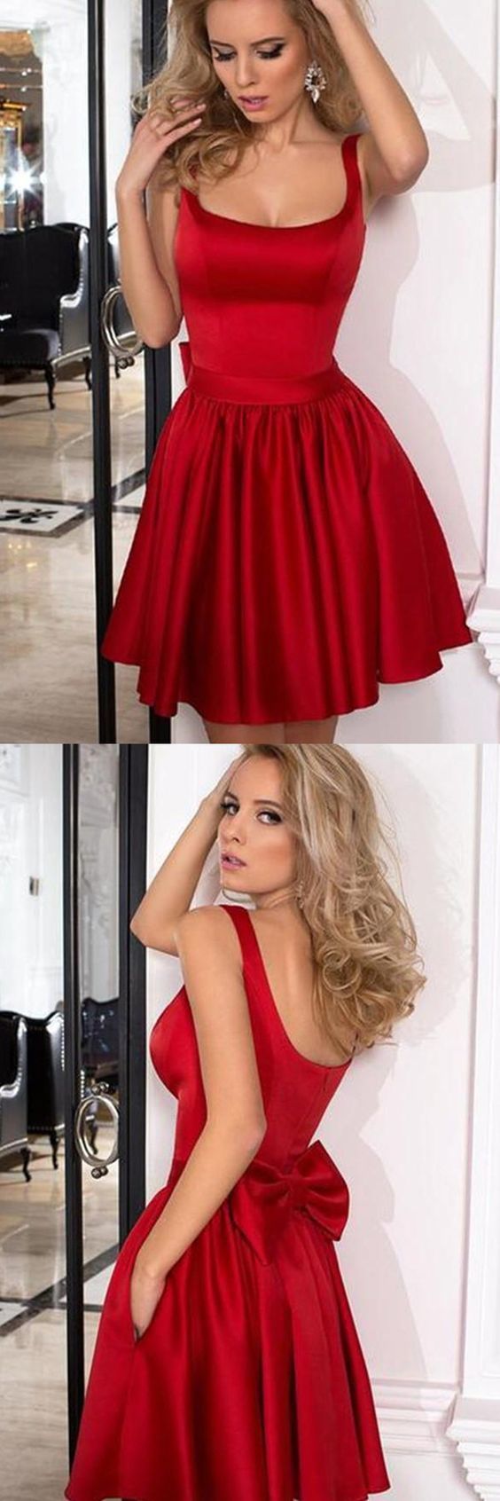 Kaylah A Line Homecoming Dresses Fashion Straps Red Cute 241