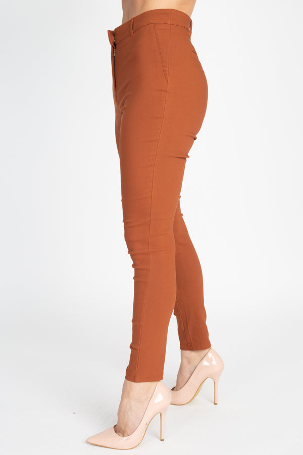 High Rise Solid Skinny Pants