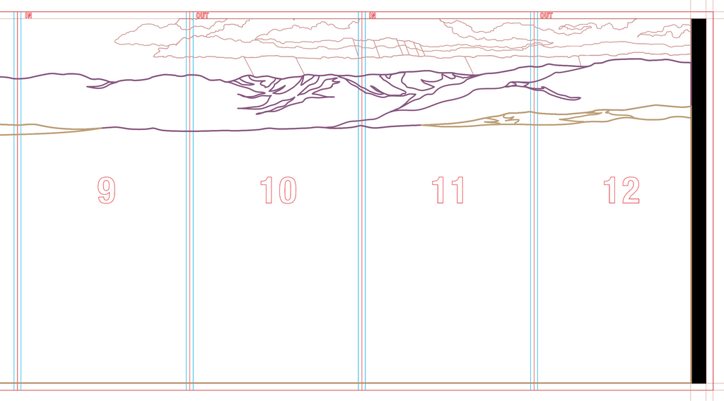 Image of part of the layout grid showing divisions for the folding panels.