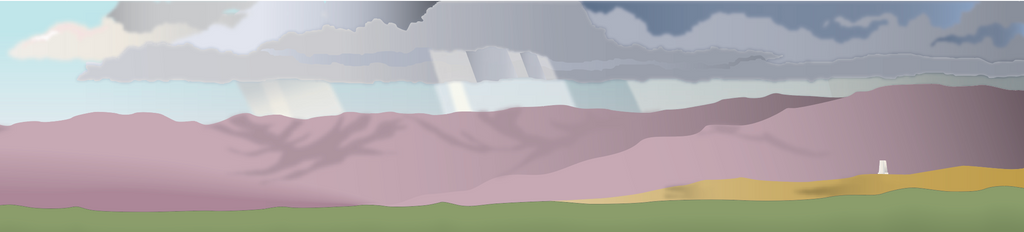Background of nature guide showing thunderstorm on horizon.
