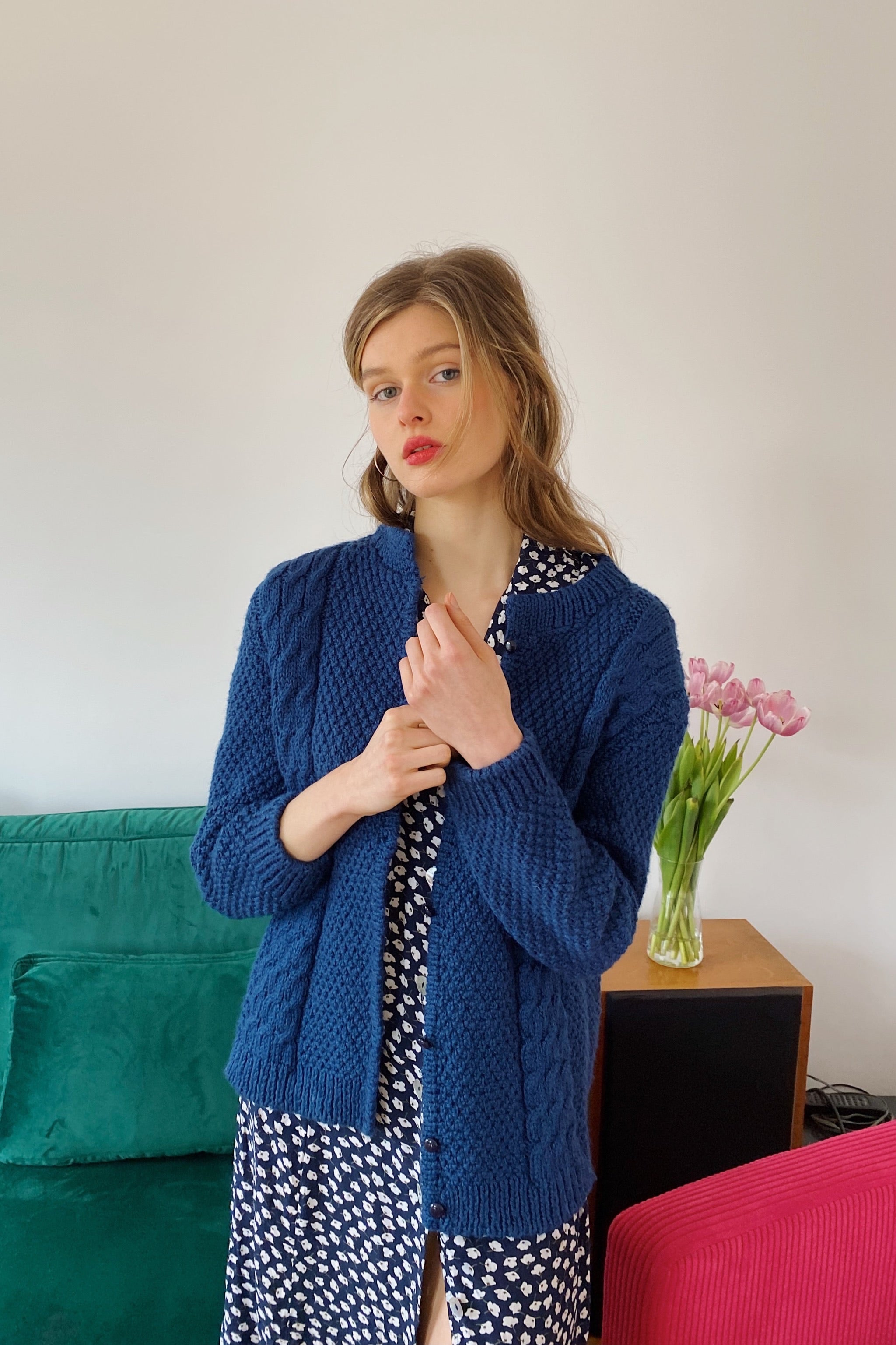  Cardigan  bleu p trole  Petite Chineuse