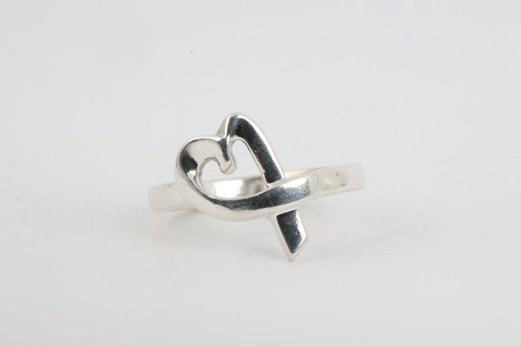 Tiffany & Co. 925 Silver Paloma Picasso Loving Heart Ring Size