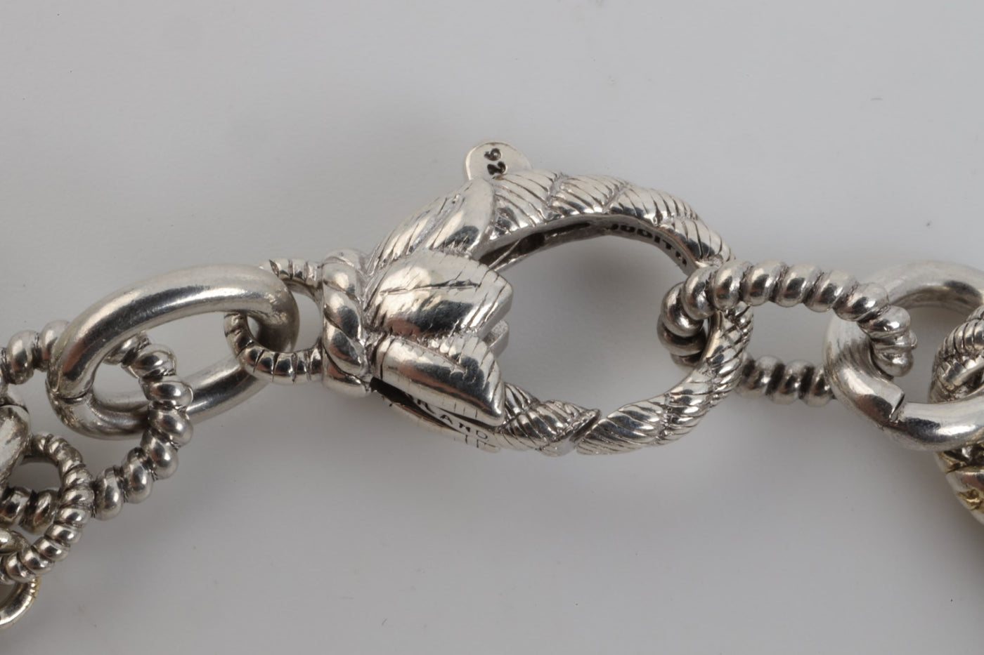 Judith Ripka 7" 925 Silver Bracelet with Pearl and Fleur De Lis Charm (27.71g.)