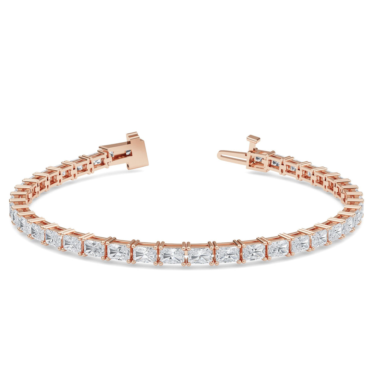 AUTRE - 14k Rose Gold 8.00ct Lab Grown Diamond Emerald Cut Tennis Brac ...