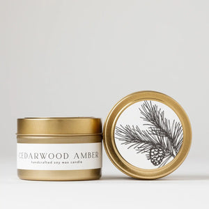 Tin Soy Candle: Cedarwood Amber - Ivy House Boutique