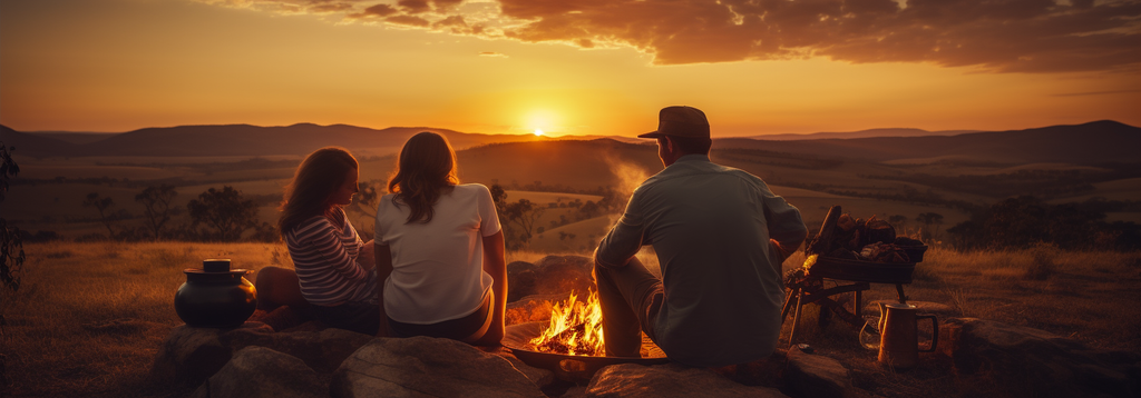 Off Grid Camping At Sunset With Your Family