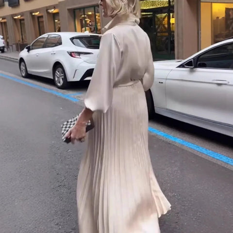 Vestido Acinturado Plissado