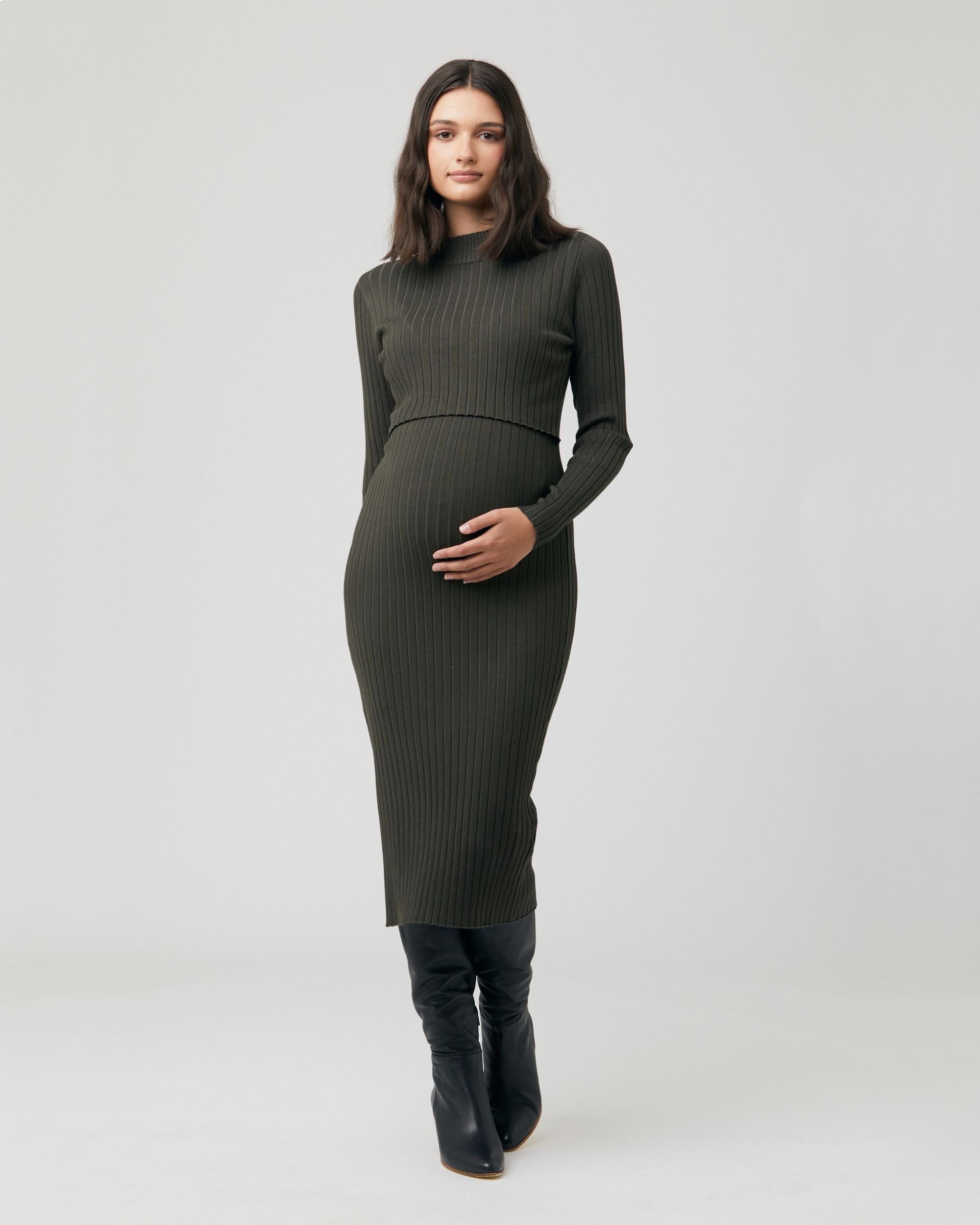 Zip Up Knit Dress Black – Rock Your Bump