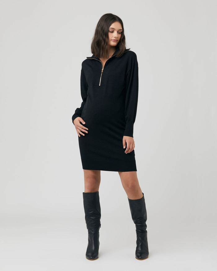 Dot Nursing Dress - Black