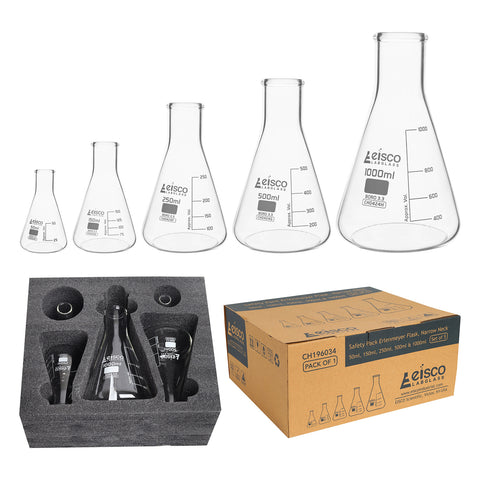 Borosilicate Glass Erlenmeyer Flask, 3000 ml, 600 ml Graduations