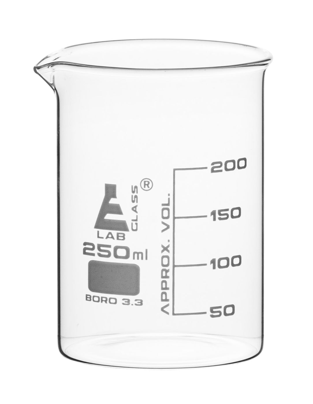 250ml Graduation Beaker Low Form With Spout Borosilicate Glass — Hbarsci 1621