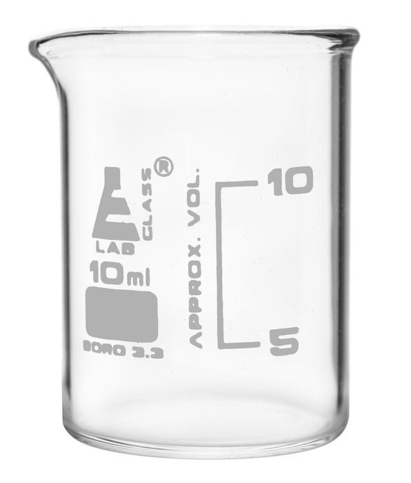 12pk Beakers 10ml Astm Low Form Graduated Borosilicate Glass — Hbarsci 0582