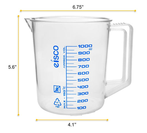 Measuring Jug, 100ml - TPX Plastic - Printed Graduations - Chemical  Resistant, Autoclavable - Short Form - Handle with Thumb Grip - Eisco Labs