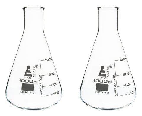 Borosilicate Glass Erlenmeyer Flask, 3000 ml, 600 ml Graduations