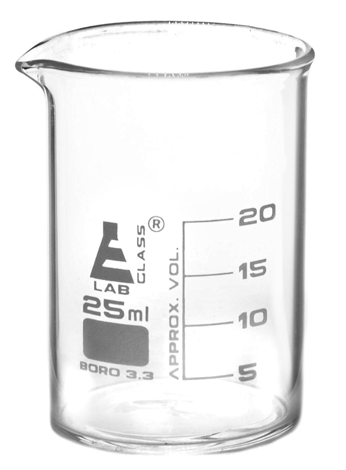Eisco Labs Beaker 25ml Borosilicate Glass 5ml Graduation Low Form — Hbarsci 3583
