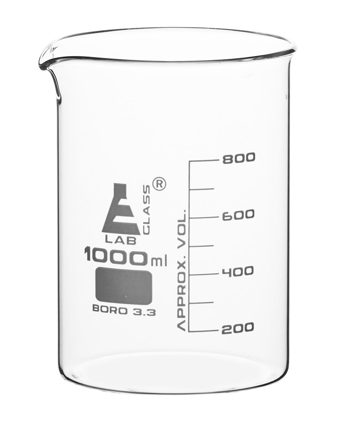 Low Form Beaker Borosilicate Graduated 1000ml Capacity Hbarsci