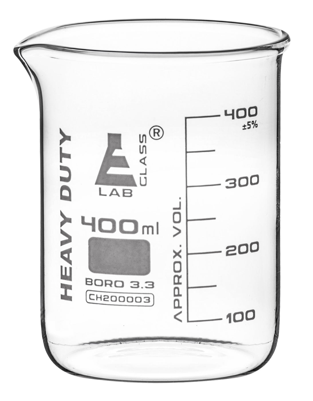 Heavy Duty Beaker 400ml 5mm Thick Uniform Walls Graduated Boro — Hbarsci 8004