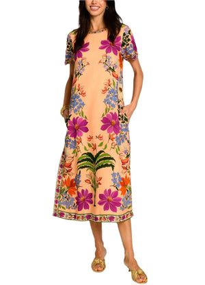 Tess Midi Dress in Tapestry Peach by Elizabeth James the Label - Pickering Boxwood