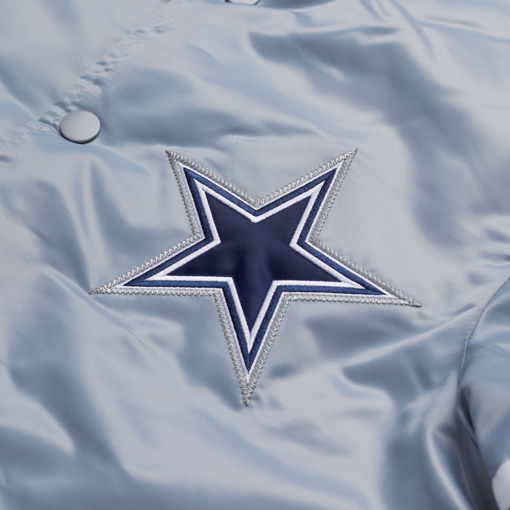 Dallas Cowboys Mitchell & Ness Game Satin Full-Snap Jacket - Silver