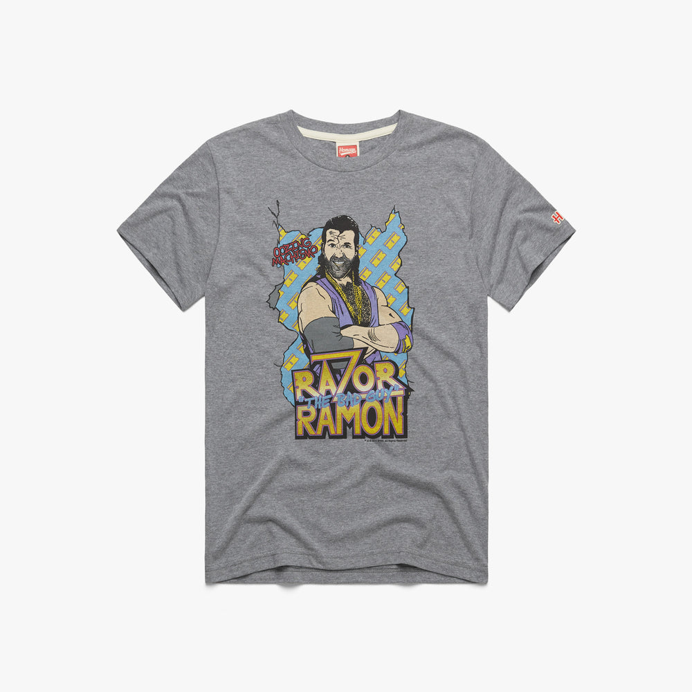 Razor Ramon T-Shirt from Homage | Grey | Vintage WWE Apparel from Homage.