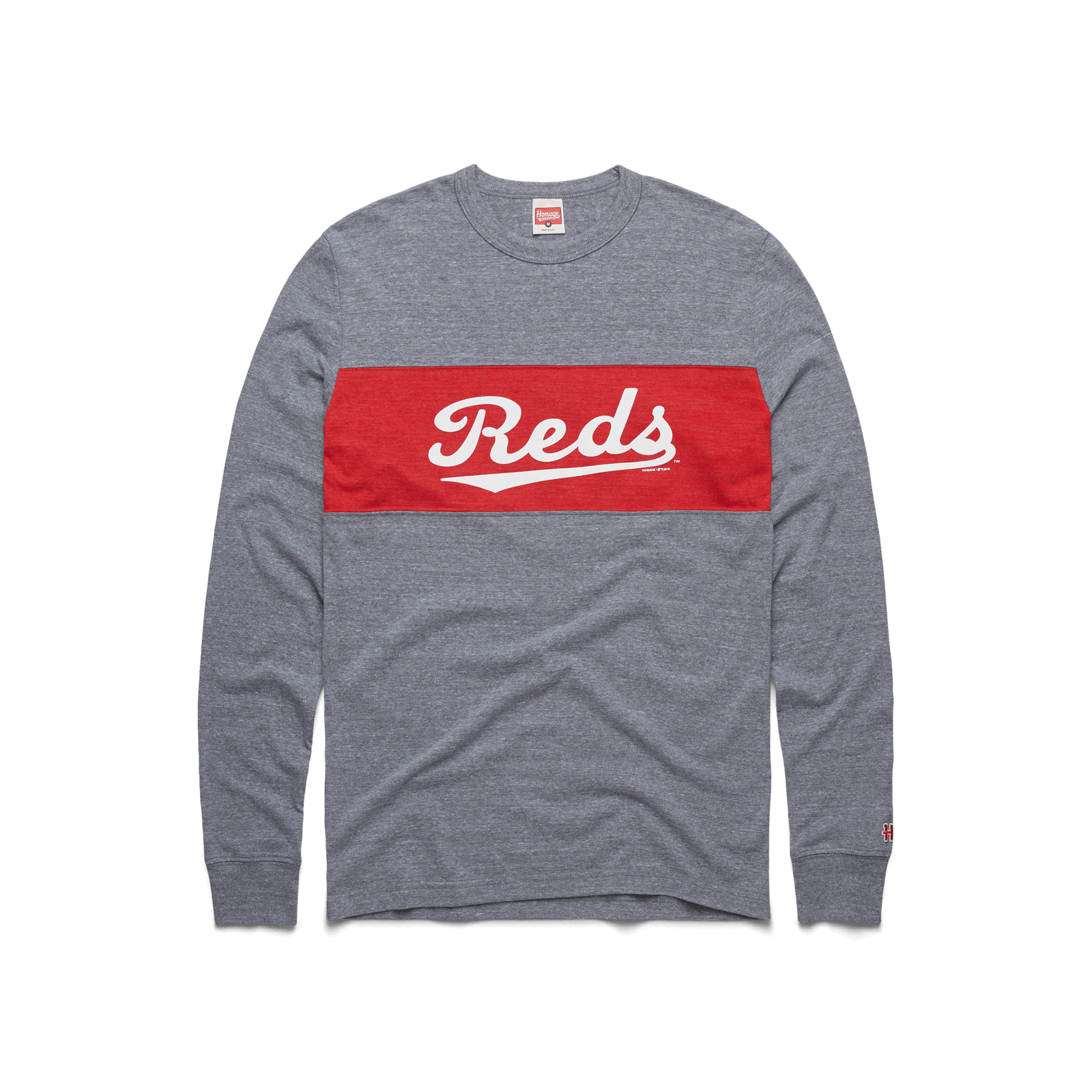 Script Reds Stripe Long Sleeve Tee Retro Cincinnati MLB T-Shirt – HOMAGE