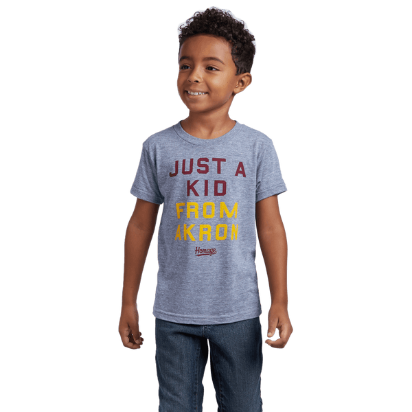 Youth Just a Kid From Akron Lebron James Basketball T-Shirt – HOMAGE