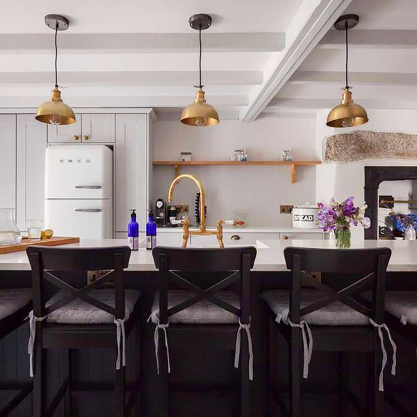 Kitchen interior with brass accessories