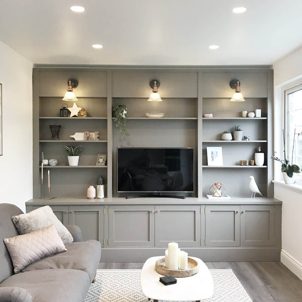 Industrial lights in a living room