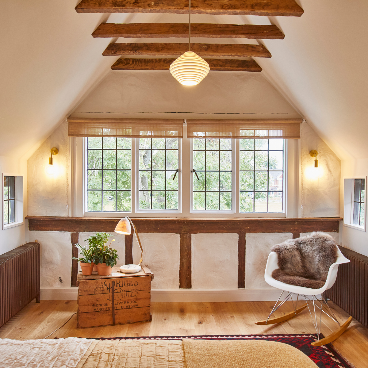 Edison wall lights in a cosy bedroom