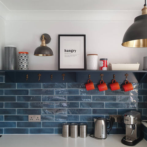 A minimalist kitchen interior with photo frame