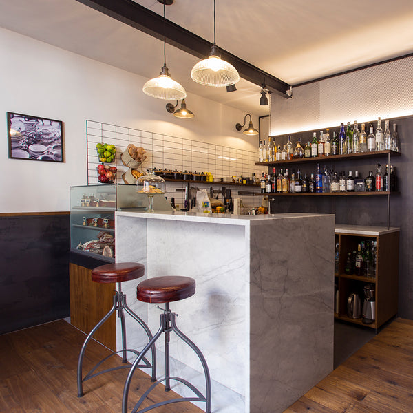 A stylish bar interior with industrial features