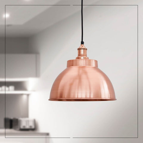 An example of our copper pendant lights in the kitchen