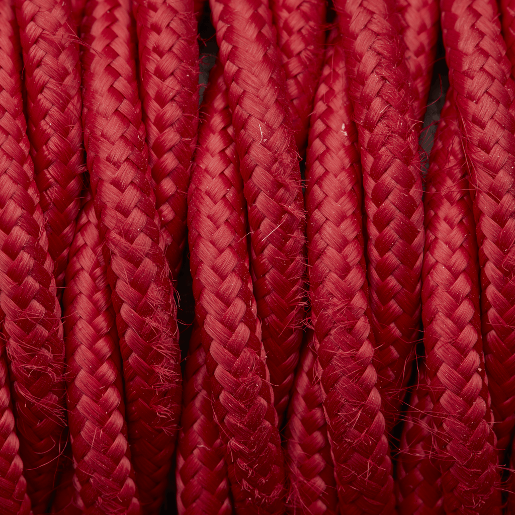 Red Twisted Fabric Flex - 3 Core Braided Cloth Cable Lighting Wire