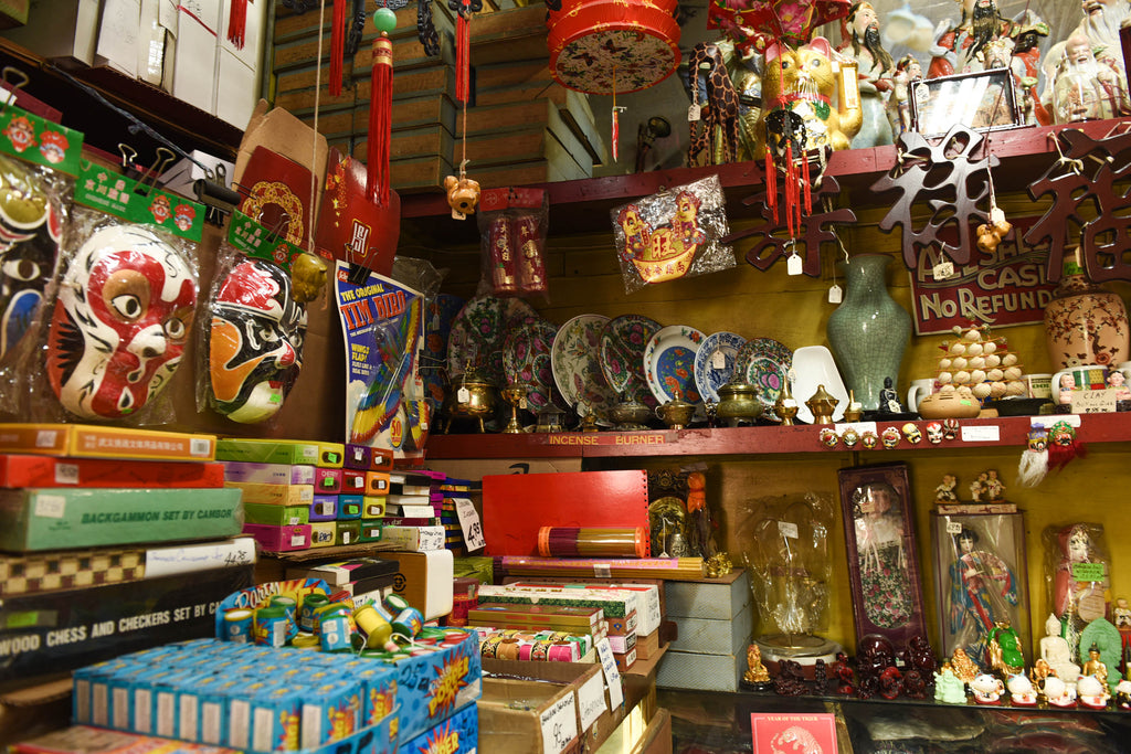 Knick knacks and trinkets from Tings Gift Shop in Chinatown in New York City. 