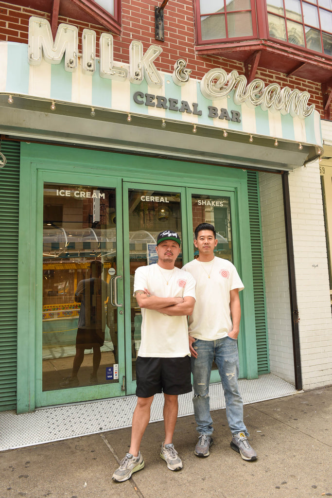 Co-owners Cory Ng and Tommy Leung stand outside of the popular ice cream shop in NYC Chinatown on Mott street.