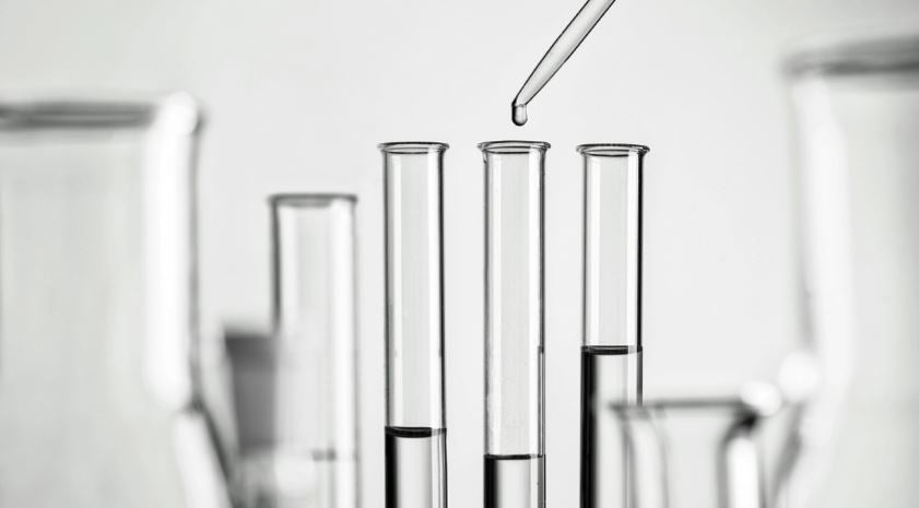 Test tubes containing clear liquid
