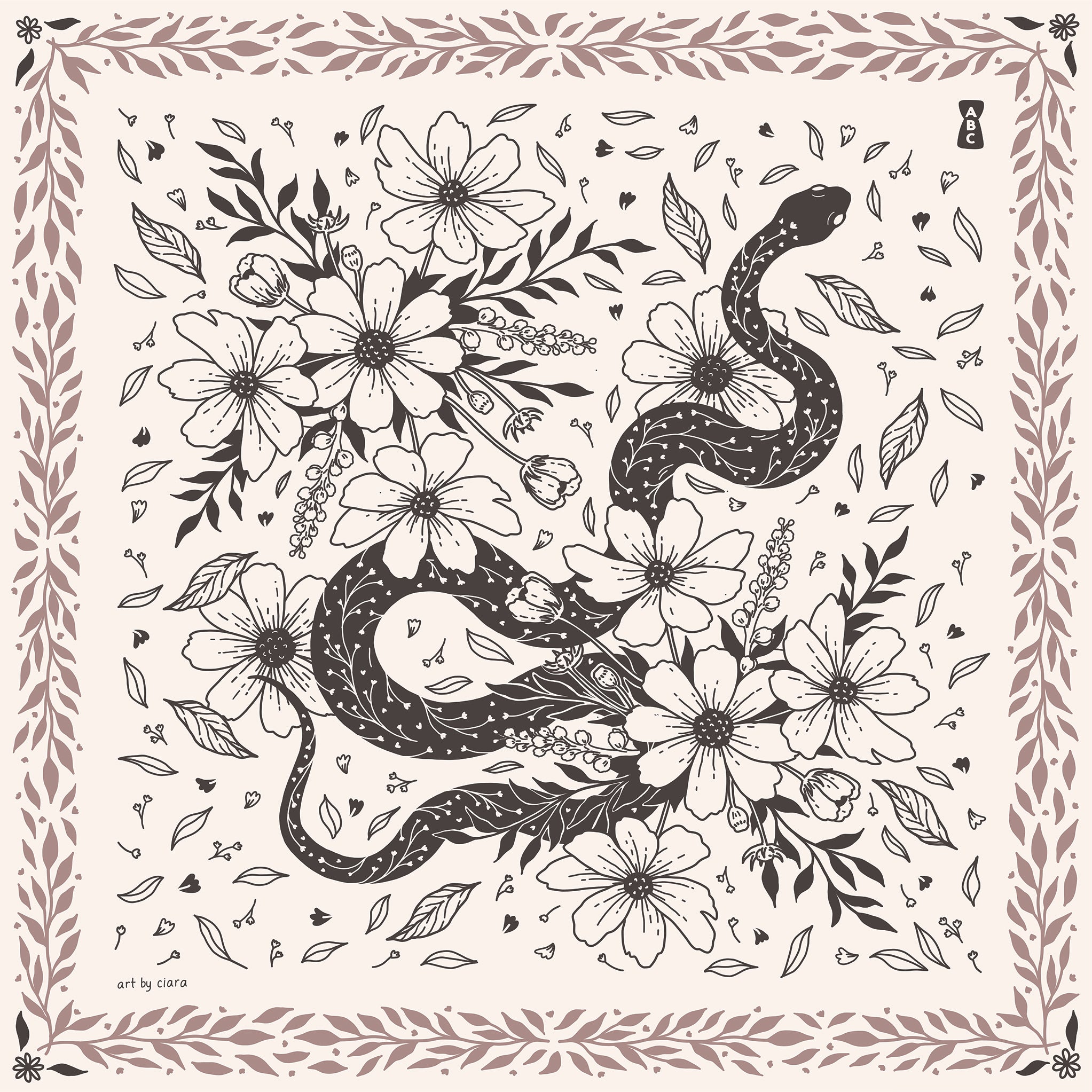 Cream Snake Bandana - Art By Ciara product image