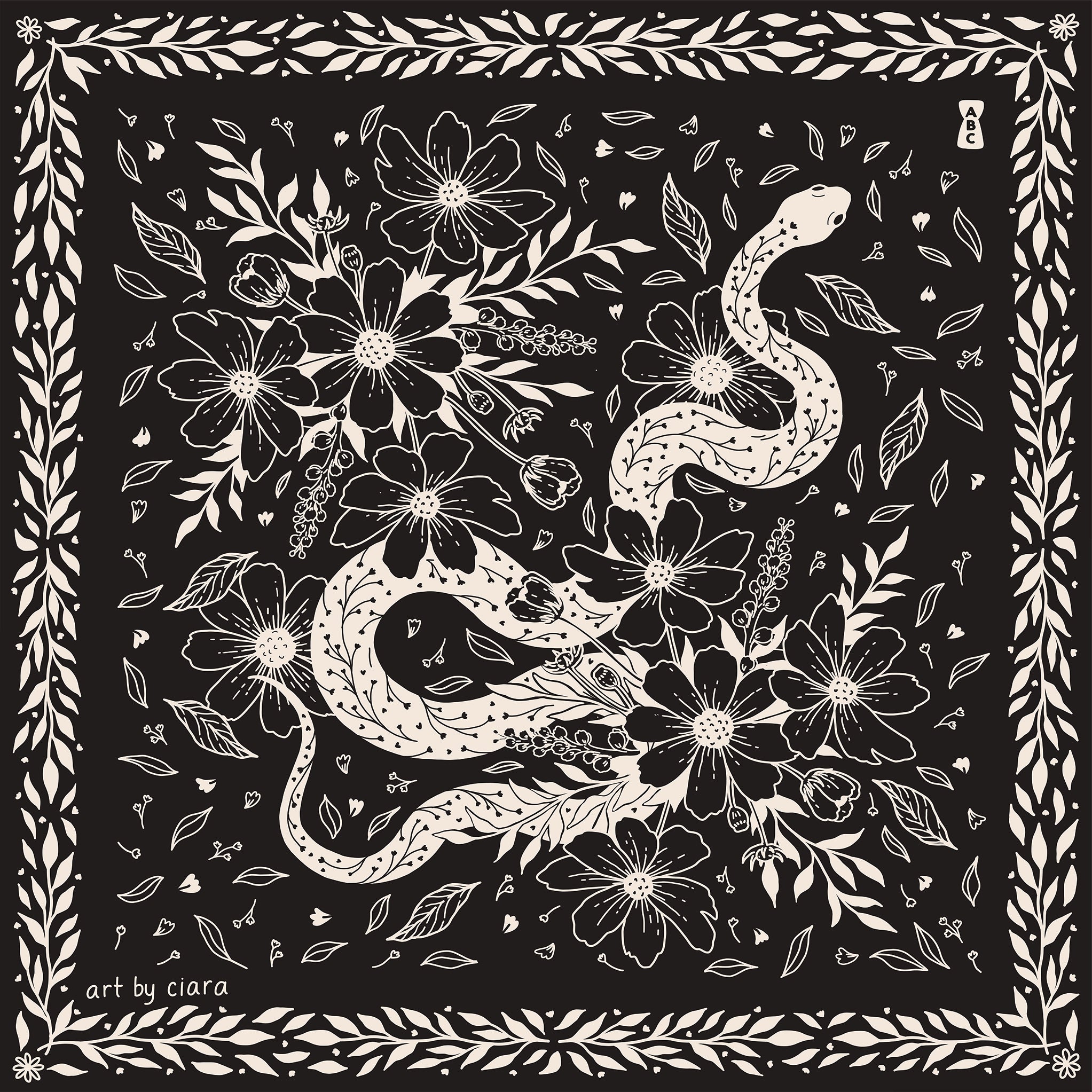 Black Forest Snake Bandana - Art By Ciara product image